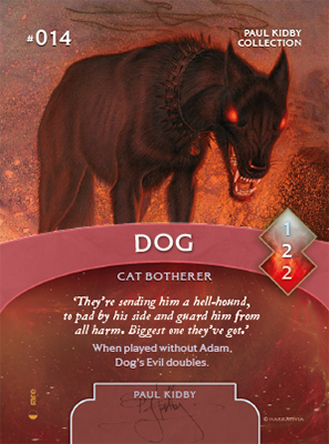 Trading card featuring the Hellhound, as illustrated by Paul Kidby.