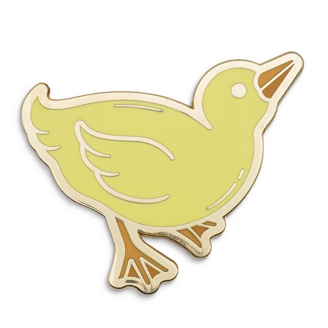 Photograph of a Good Omens enamel pin:  duck