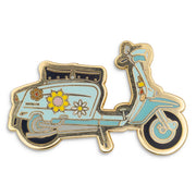 Photograph of a Good Omens enamel pin:  Scooter