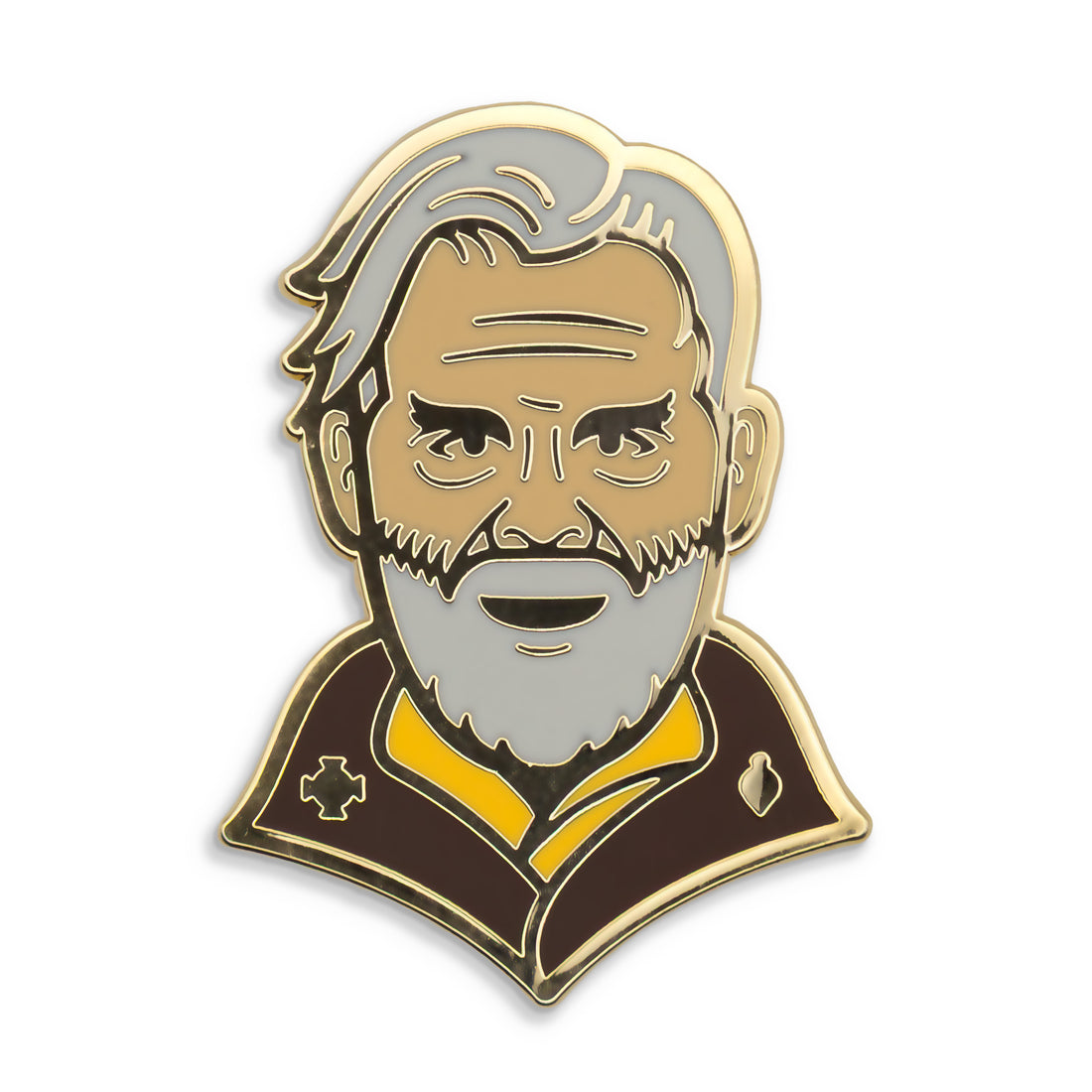 Photograph of a Good Omens enamel pin: Shadwell.