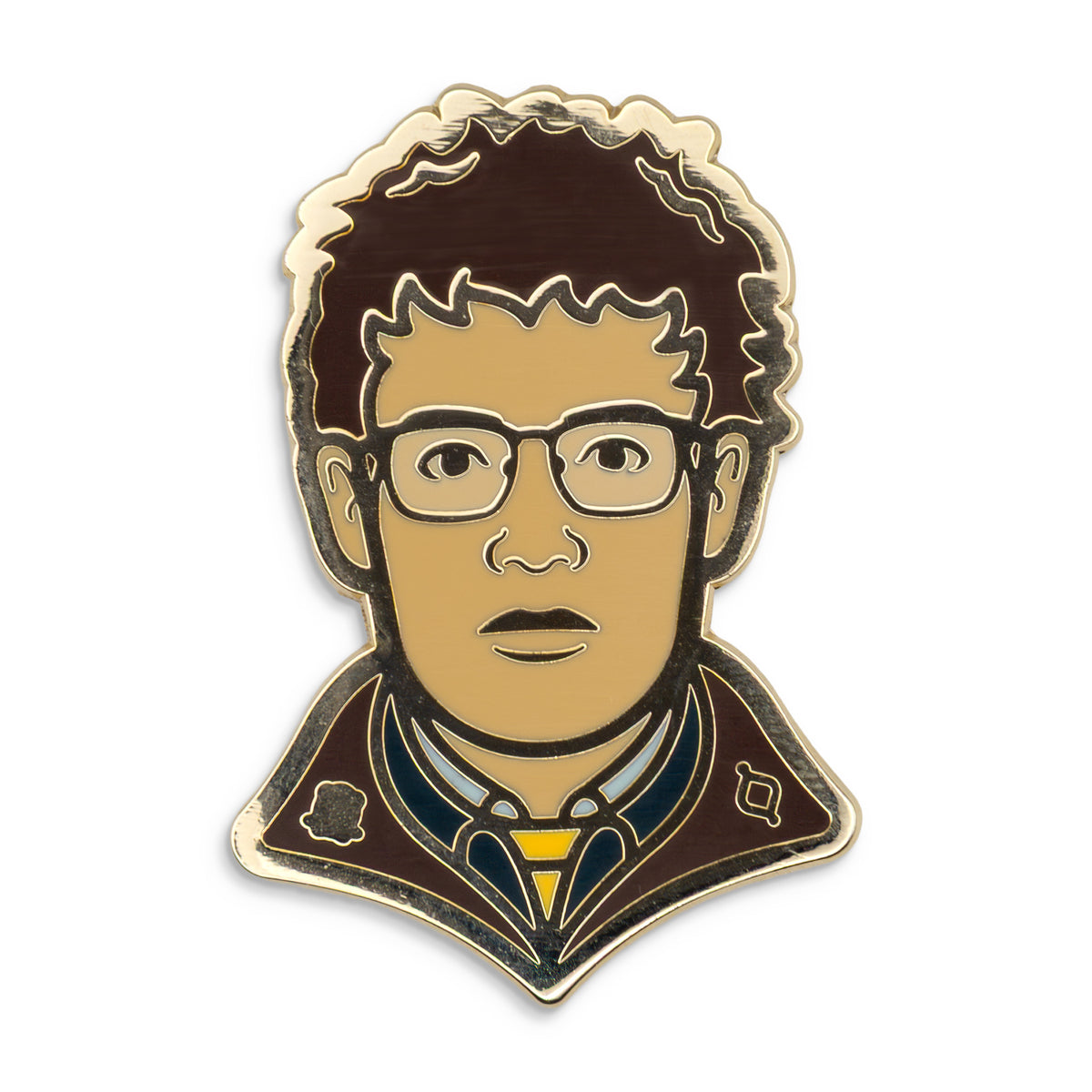 Photograph of a Good Omens enamel pin: Newt