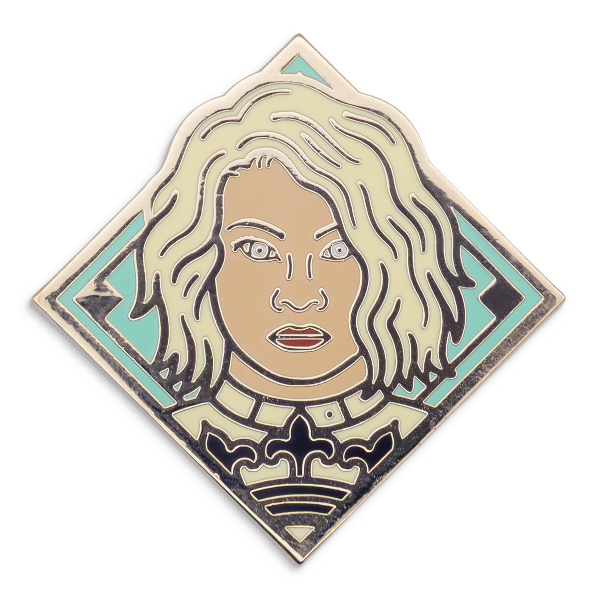 Photograph of a Good Omens enamel pin: Pollution.