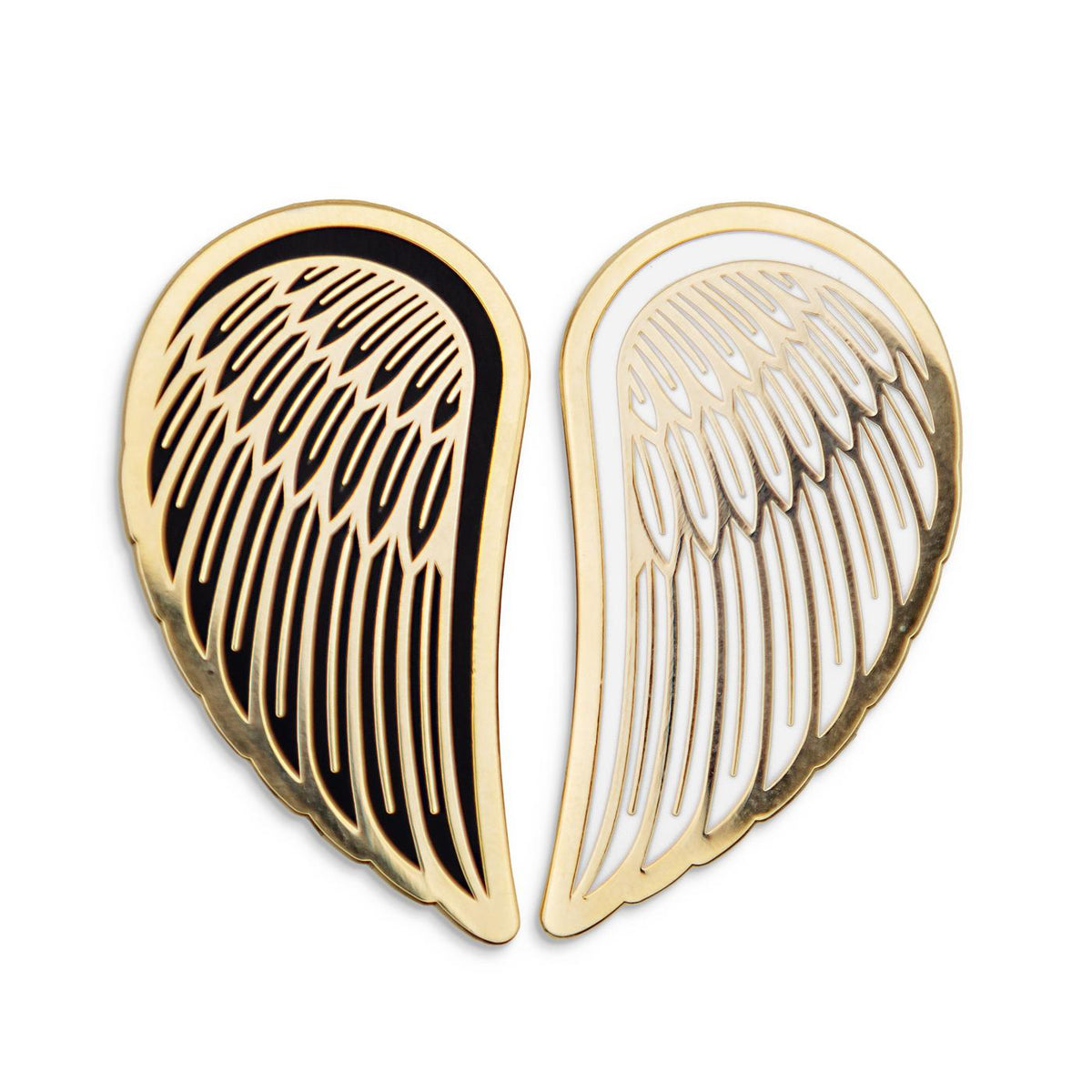 Photograph of Good Omens enamel pin: Wings of Love.