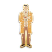 Photograph of a Good Omens enamel pin: Jim