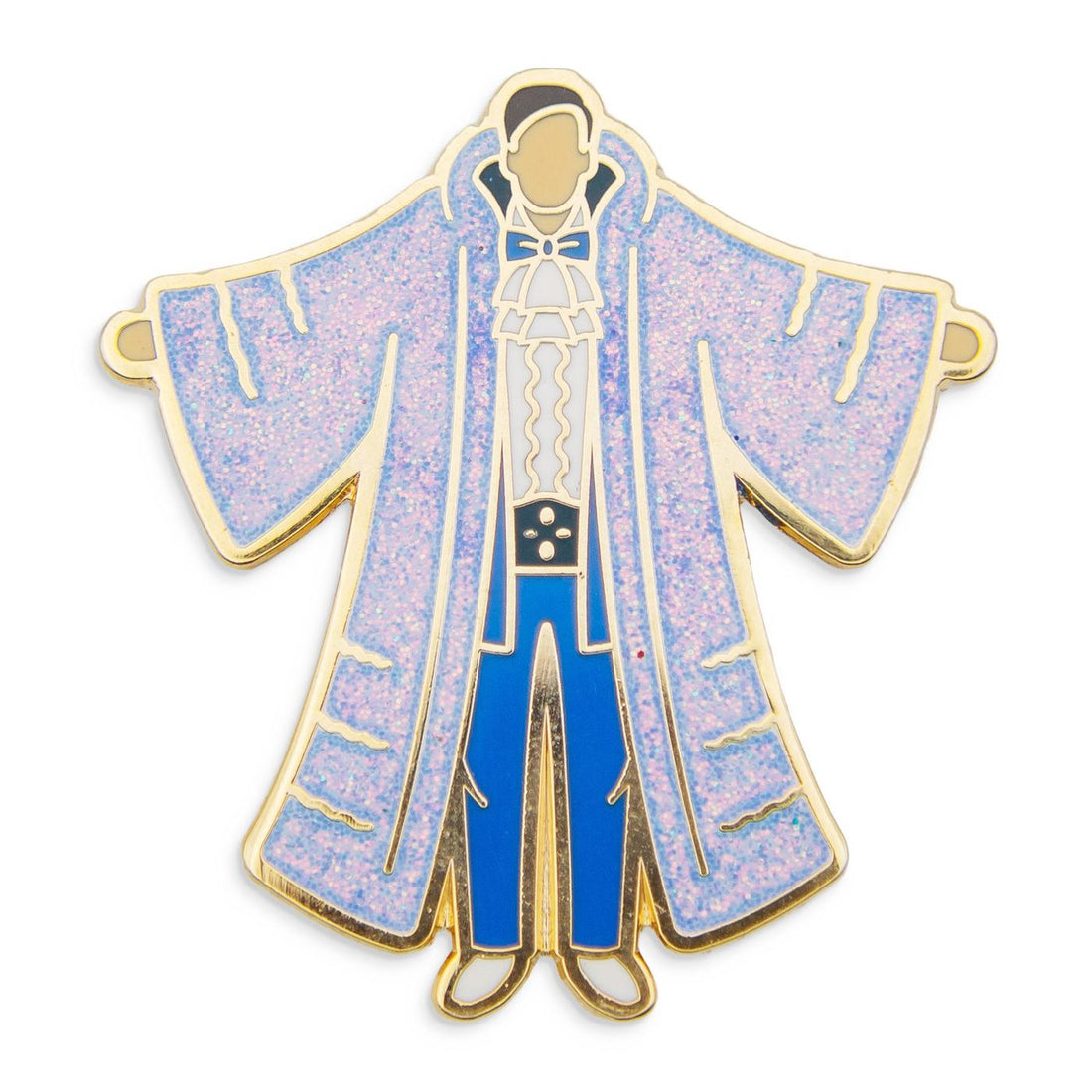 Photograph of a Good Omens enamel pin: Jim (Fabulous)