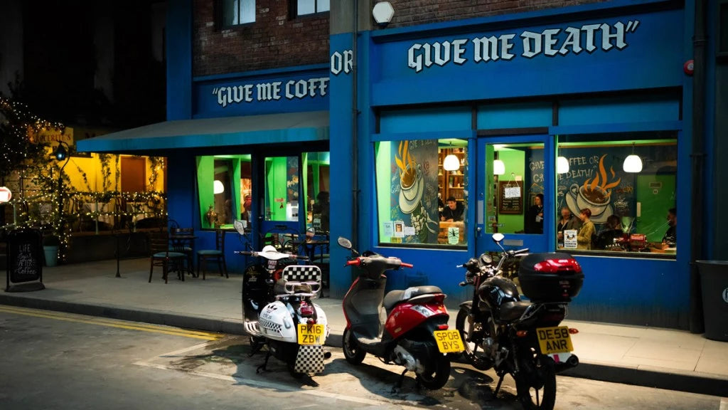 Give Me Coffee or Give Me Death as seen in Good Omens Season 2.