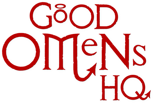 Good Omens HQ logo in red.
