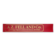 A red bookmark with "A.Z. Fell and Co. antiquarian and unusual books" in gold.
