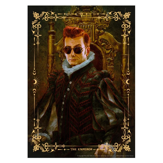An illustration of Crowley by Mike Nash, as if a tarot card 'The Emperor'