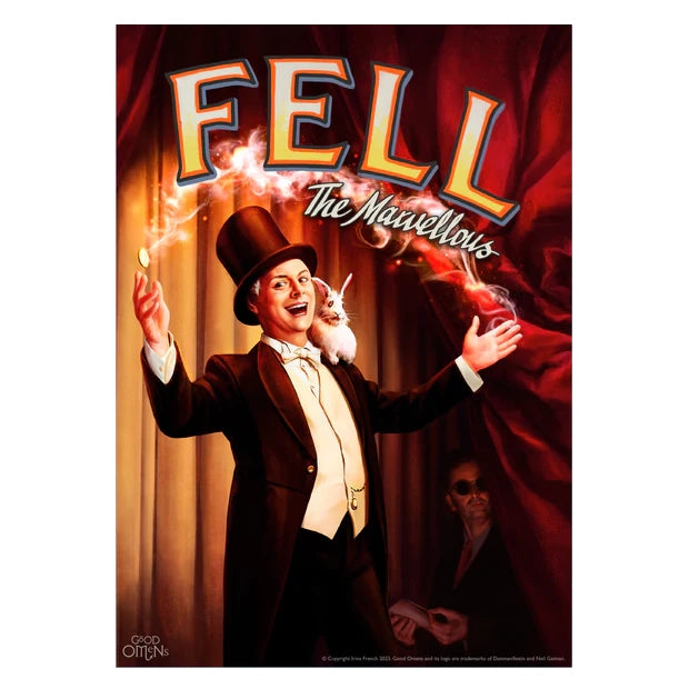 A rendition of the Fell the Marvellous print as seen in Good Omens season two, illustration by Irina French.